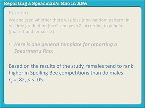 reporting spearman correlation apa.